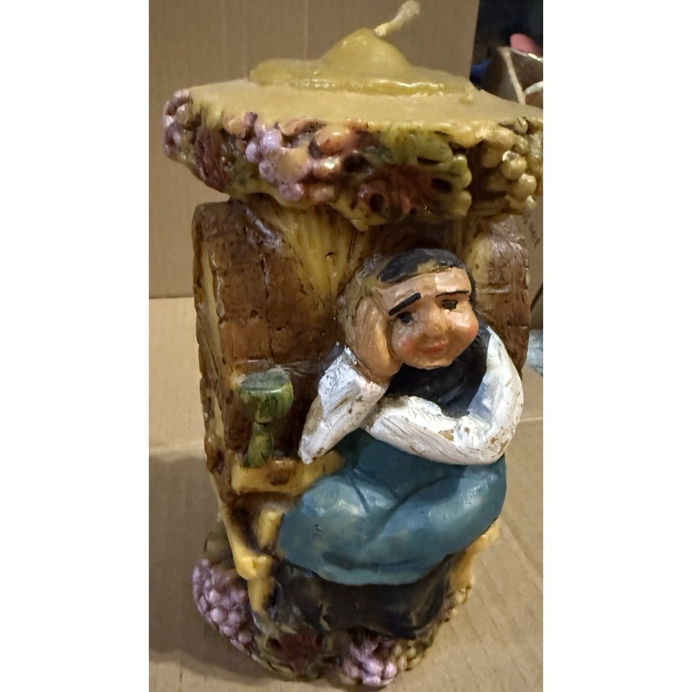 Vintage German hand carved painted candle Unique Gala Qualitats-Kerzen
